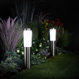 Maxi Frosted Steel Bollard Connectable Lights - Set of 2